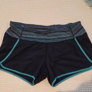 Lululemon Athletica Black and Teal Athletic Shorts